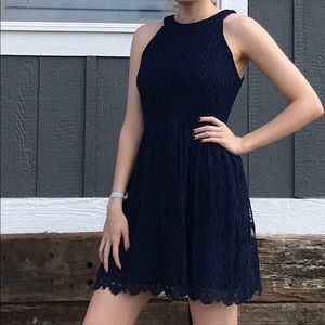 Navy blue halter dress